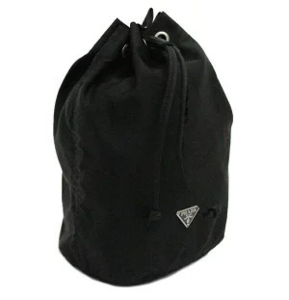 Prada Black Handbag Drawstring Triangle Logo